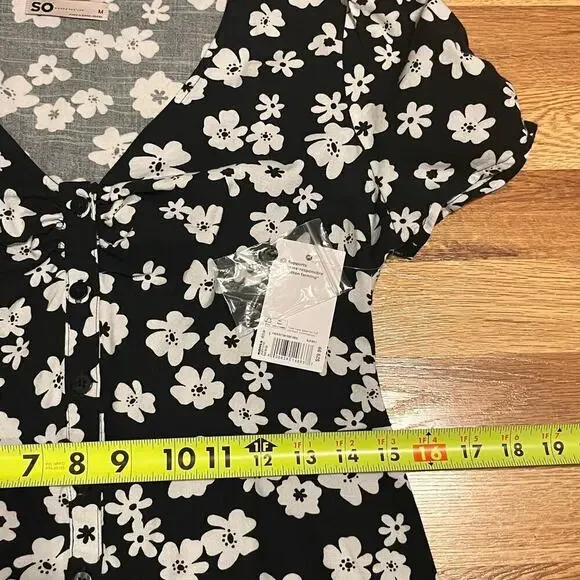 SO floral v-neck button front daisy 90s girly dress y2k coquette sz medium nwt - Picture 9 of 9